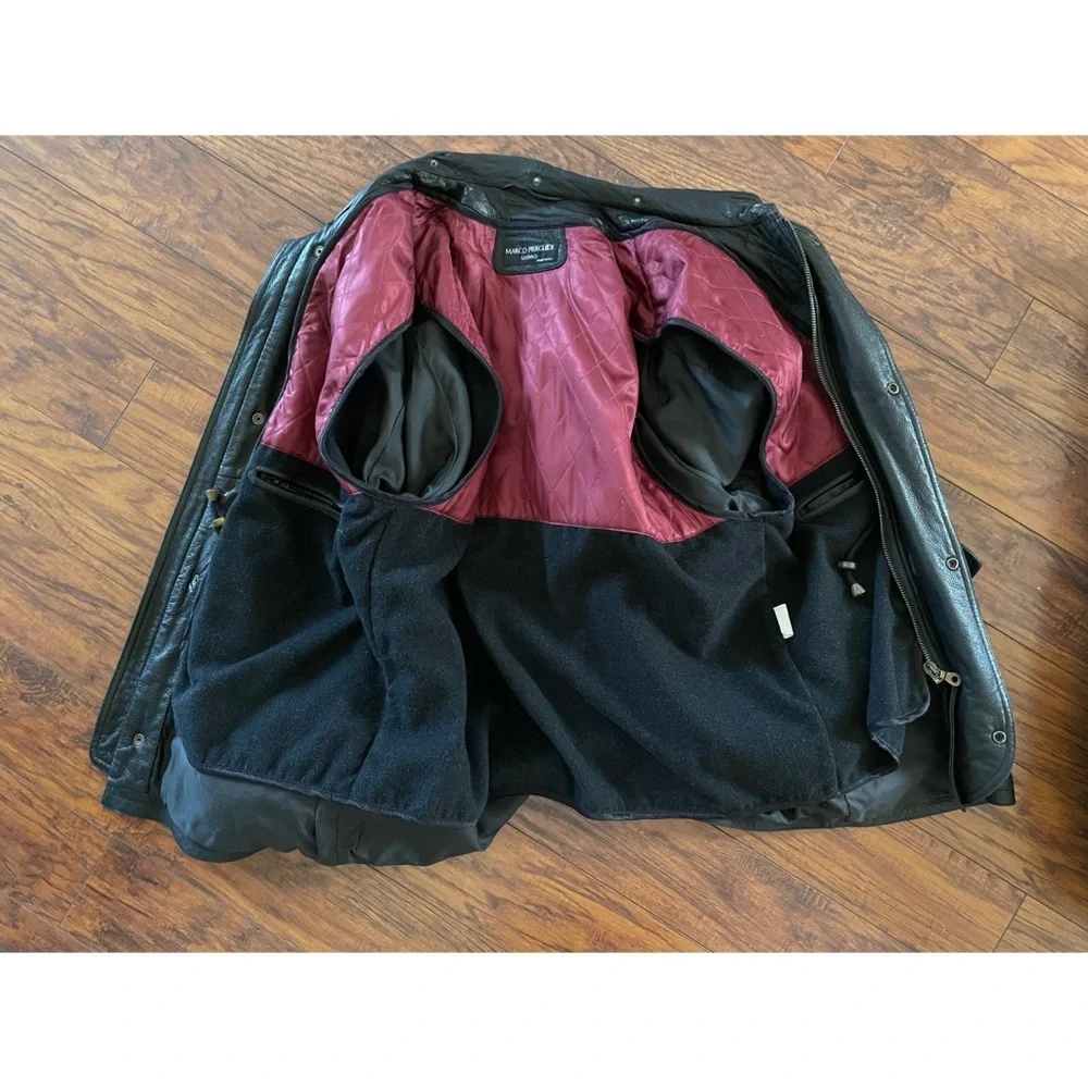 Vintage Men's Marco Pierguidi Black Leather Jacket, Size